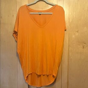 Express Vibrant Woman’s Orange V-Neck Tee